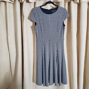 Jessica Howard Cap sleeves fitted with A-line skirt, Boat Neck Scoop Neckline